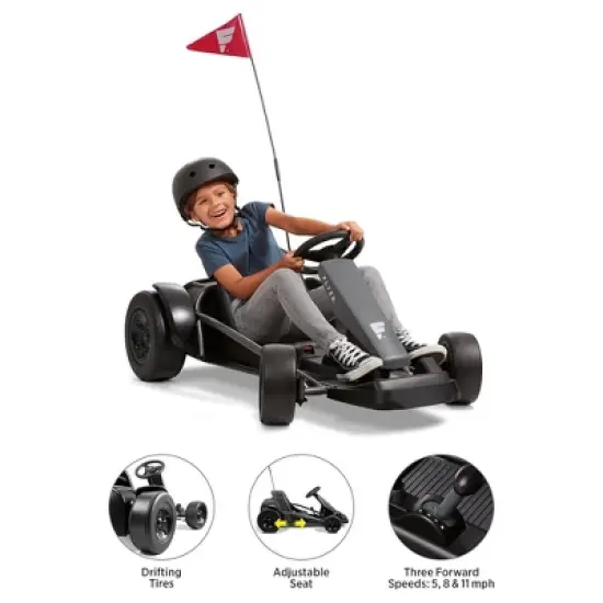 Radio Flyer 36V Battery-Powered Kids Electric Go-Kart with Rubber Wheels, Grey image {2}
