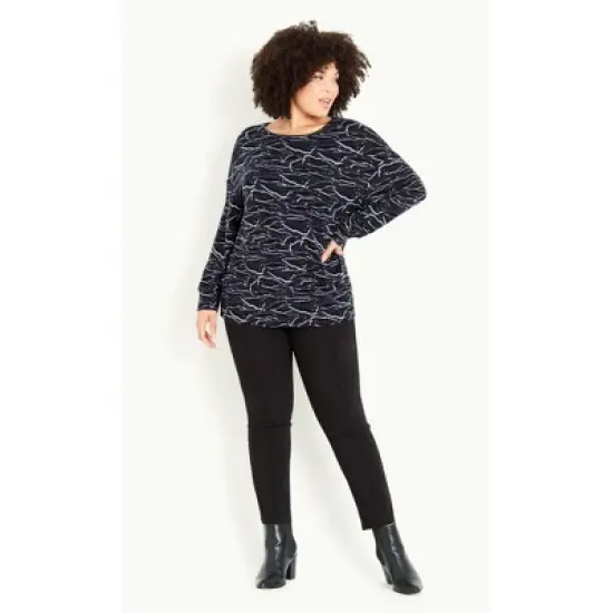 Women's Plus Size Zebra Top - navy | EVANS image {9}