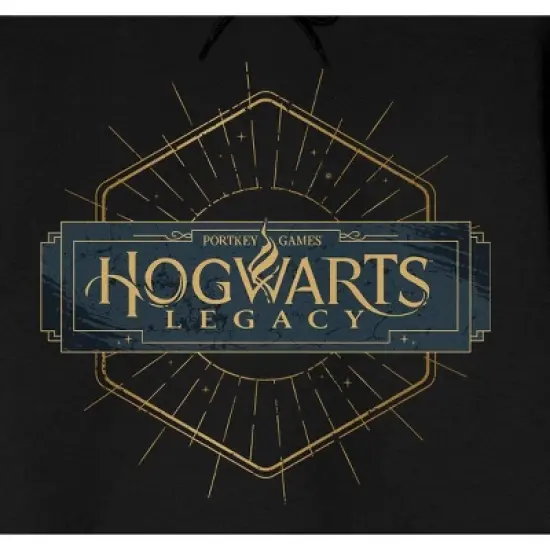 Hogwarts Legacy Hexagon Logo Long Sleeve Men's Black Hooded Sweatshirt image {1}