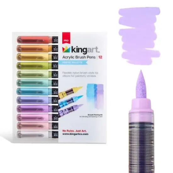 KINGART PRO Acrylic Paint Brush Pens 12 Pastel Colors image {13}