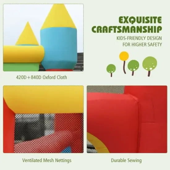 Costway Inflatable Bounce House Slide Jumping Castle w/ Tunnels Ball Pit & 480W Blower image {7}