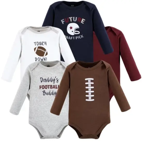 Hudson Baby Infant Boy Cotton Long-Sleeve Bodysuits, Football Buddy image {7}