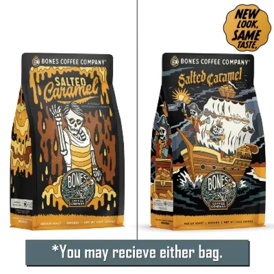Bones Coffee Company Salted Caramel Ground Coffee Beans 12 oz Medium Roast (Ground) image {2}