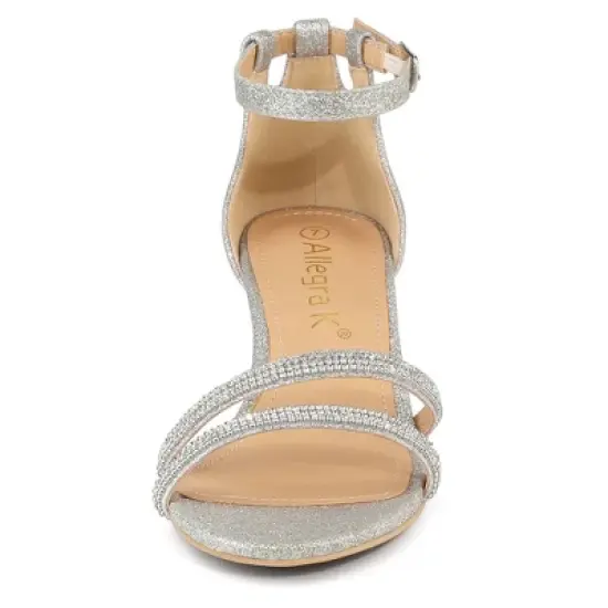 Allegra K Women's Stiletto Kitten Heels Glitter Heel Sandals image {2}