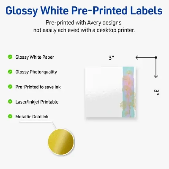 Avery Square Labels, Floral Design, 3" x 3", 60 Total image {1}