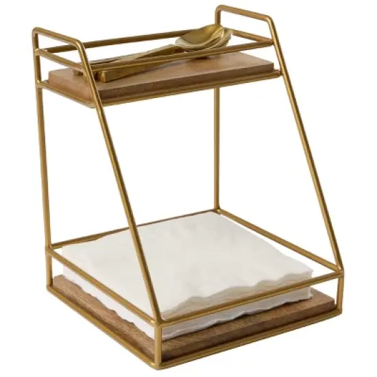 Split P Wood and Gold 2 Tier Organizer image {4}