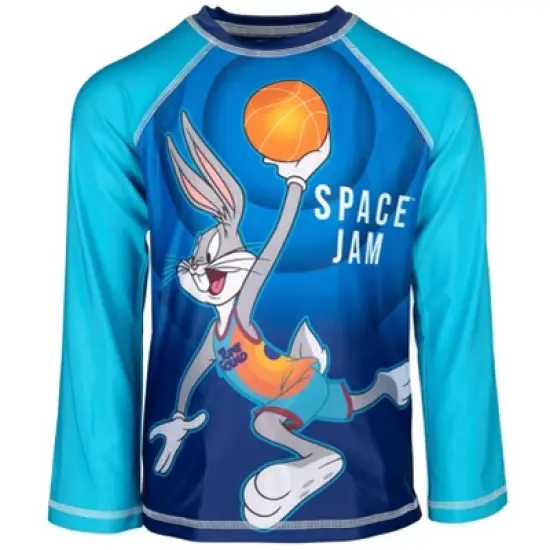 SPACE JAM Looney Tunes Buggs Bunny Daffy Duck Sylvester Rash Guard and Swim Trunks Little Kid to Big Kid image {1}