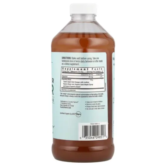 Country Farms Organic Apple Cider Vinegar with Ginger, Cayenne & Maple, 16 fl oz (473 ml) image {1}
