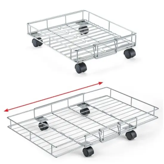 Collections Etc Slim Flat Rolling Floor Shelf 17 X 14 X 4.75 Grey image {2}