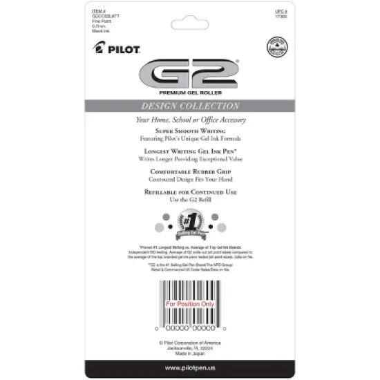 Pilot 5pk G2 Design Collection Dots Gel Pens Fine Point 0.7mm Black Ink image {1}