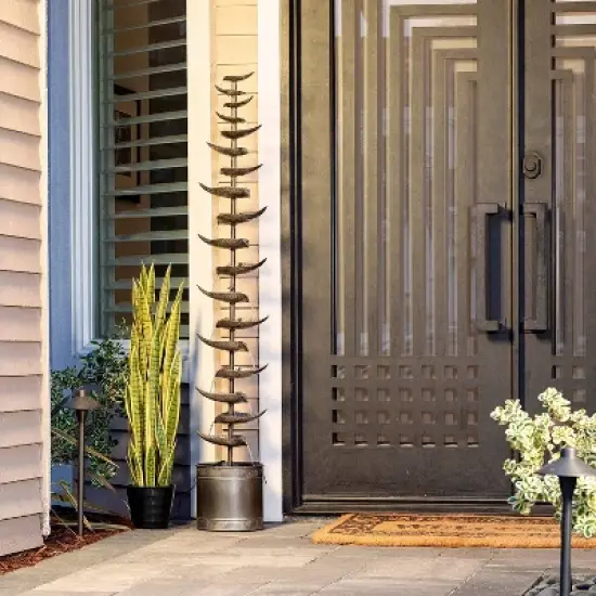 70" Metal Tiered Fountain Silver - Alpine Corporation image {6}