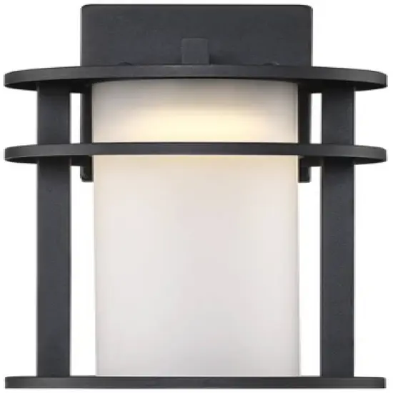 John Timberland Aline Modern Outdoor Wall Light Fixtures Set of 2 Black Metal LED 13" White Frosted Glass for Post Exterior Barn Deck image {2}