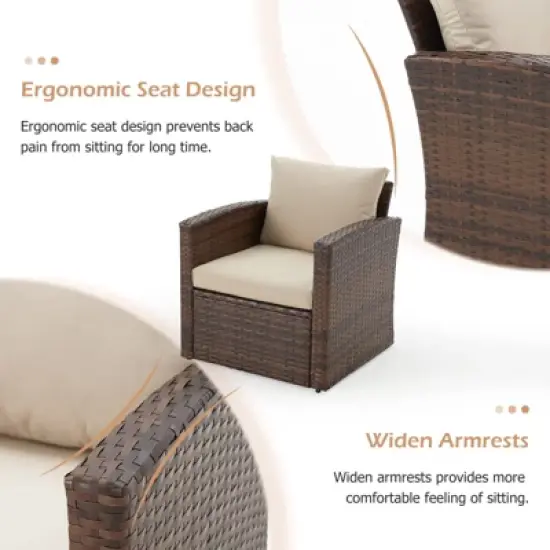 Cescia 7-Piece  PE Rattan Sofa Set, Garden Patio Wicker Sectional Sofa Set with Storage Coffee Table & End Table for Backyard, Porch, Balcony,Gray image {7}