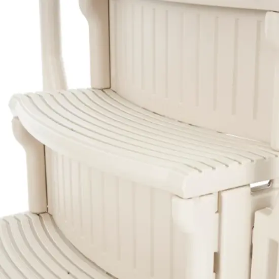 Confer 4 Step Above Ground Outdoor Swimming Pool Ladder Stair Step System with Built-In Handrails for Safe Entry and Exit, Beige image {4}