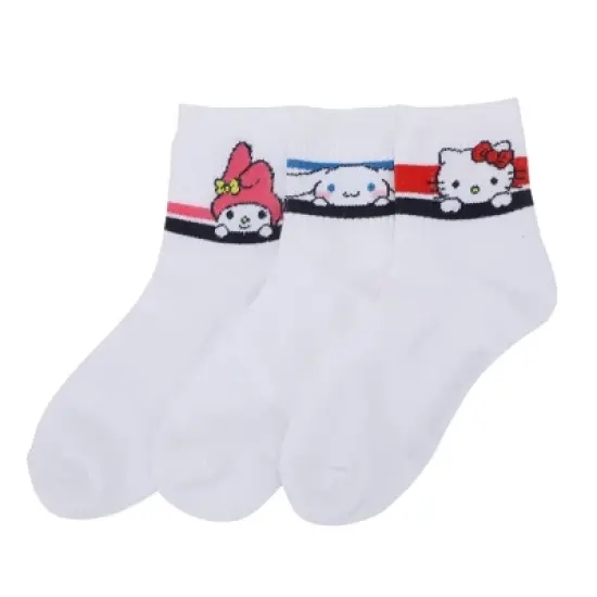 Hello Kitty & Friends Favorite Characters 3-Pack of Women's Quarter Crew Socks image {7}