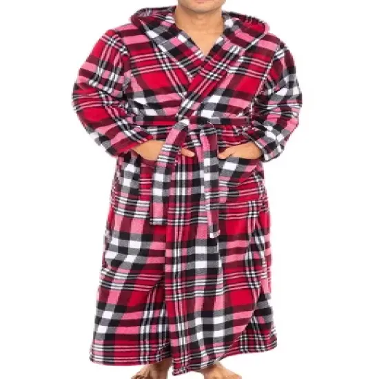 Men's Classic Winter Robe, Full Length Hooded Bathrobe, Cozy Plush Fleece image {31}