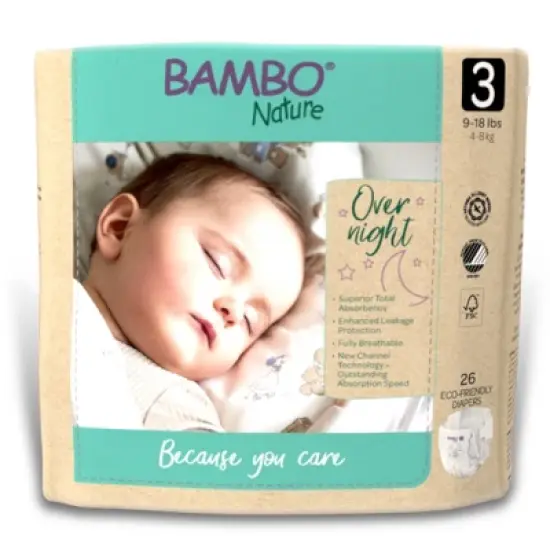 Bambo Nature Overnight Diapers, Disposable, Eco-Friendly, Size 3 image {5}