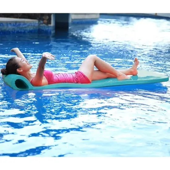 California Sun Luxury Vinyl-Dipped Pool Float with Built-in Pillow &ndash; Soft Closed-Cell Foam Lounger for Adults, Unsinkable Water Mat image {4}