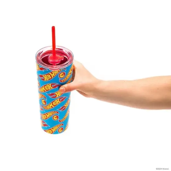 Hot Wheels x Dragon Glassware 24 oz Vacuum Insulated Tumbler with Lid and Straws image {10}