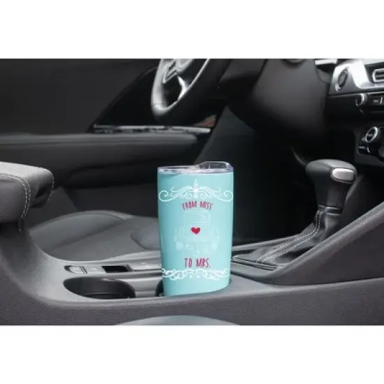 Elanze Designs From Miss to Mrs. Just Got Married Vintage Car Wrap-Around Design 20 Ounce Stainless Steel On-The-Go Coffee Mug, Thermal Travel Tumbler image {2}
