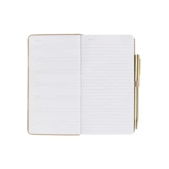 Fringe Studio Faux Leather  Weekly Planner & Pen Set 3.63" x 6.88" Beige Plans Stacked image {3}