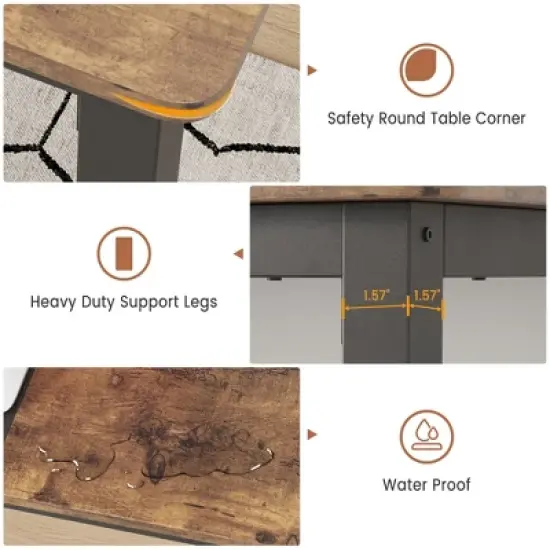 63 Inch Computer Desk, Large Office Desk with Black Metal Frame, Modern Simple Style Gaming Desk, Sturdy Write Desk for Home, Work, Study image {5}