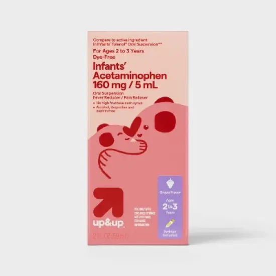 Infants' Dye-Free Acetaminophen Fever Reducer/Pain Reliever Liquid - Grape - 2 fl oz - up&up&trade; image {6}