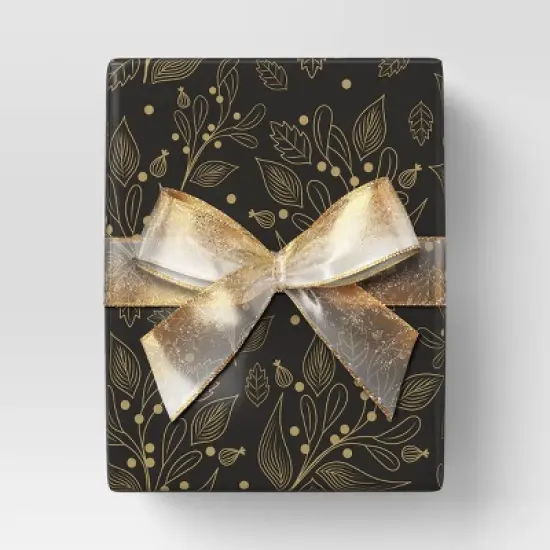 18' Christmas Modern Warmth Premium Ribbon Gold Glitter on Sheer - Wondershop&trade; image {1}