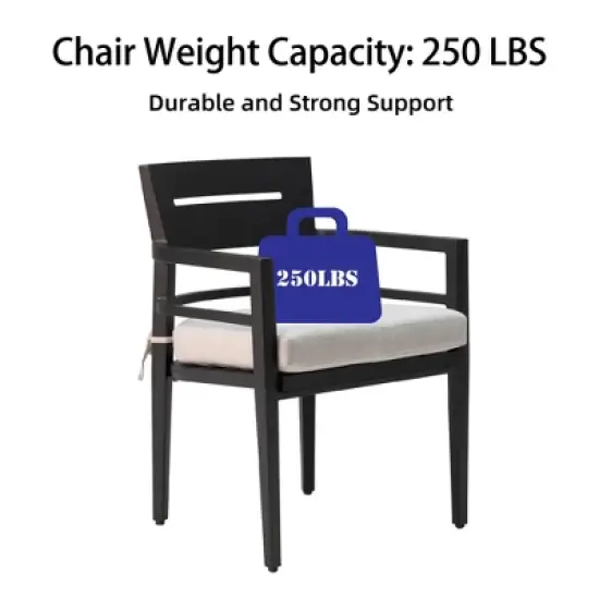 5-Piece Outdoor Patio Aluminum Dining Set with 40" Square Table, 4 Cushioned Armchairs, and Umbrella Hole image {6}