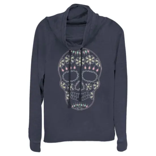 Junior's Lost Gods Halloween Sugar Skull Cowl Neck Sweatshirt image {4}