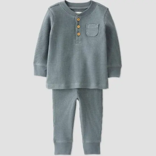 Little Planet by Carter&rsquo;s Baby 2pc Waffle Top & Bottom Set - Slate Gray image {4}