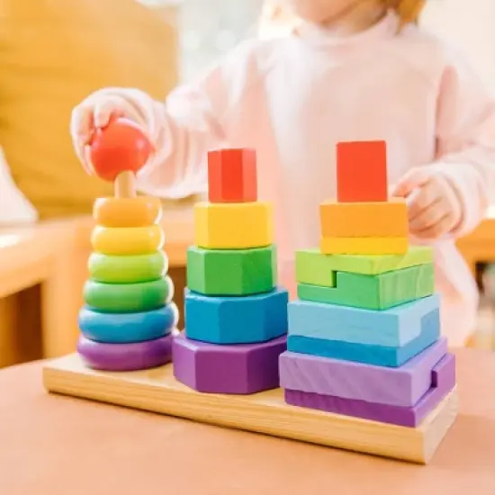 Melissa & Doug Geometric Stacker - Wooden Educational Toy image {7}