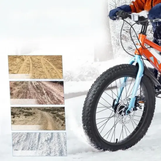 INFURNIC Bicycles, 24 Inch Bicycle with Adjustable Seat, Fat Tire Mountain Bike for Boys and Girls, Orange, 64.17"*24.8"*35.04" image {2}