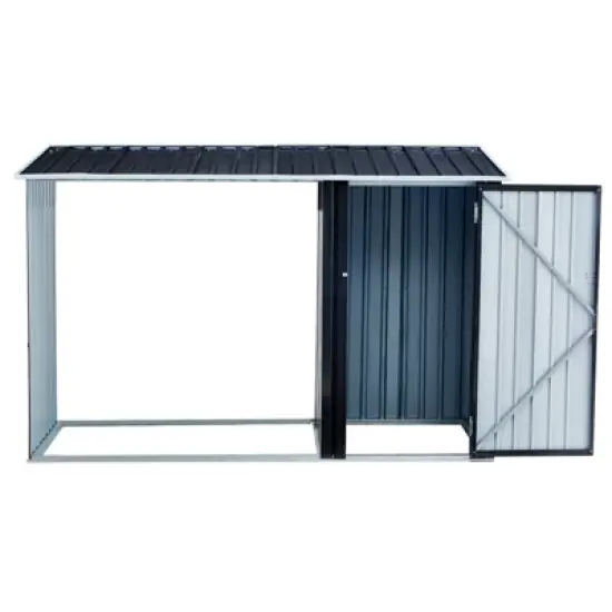 Firewood Storage Shed, Outdoor Firewood Rack, Outdoor Storage Shed with Log Holder, Firewood Shelter for Patio, Anthracite Galvanized Steel image {4}