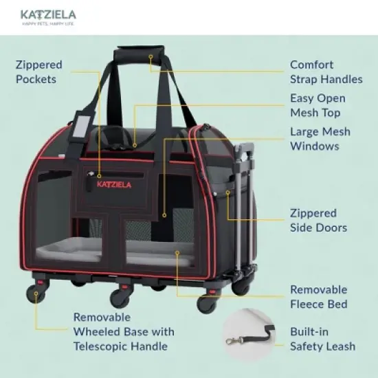 Katziela Airline Compliant Wheeled Pet Carrier With Top Loader image {4}