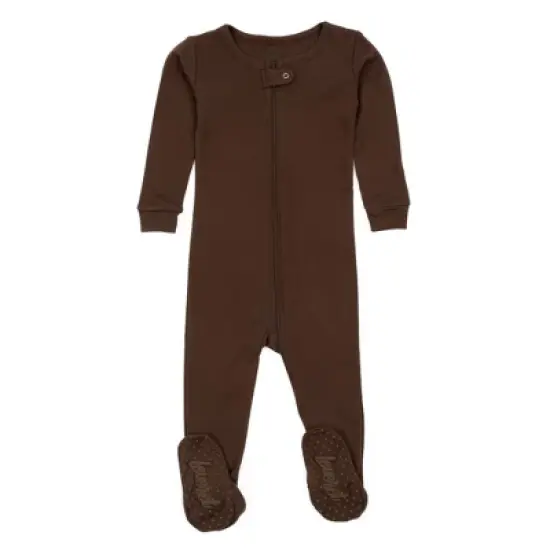 Leveret Toddler Footed Cotton Solid Neutral Color Pajamas image {10}