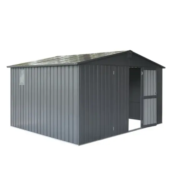 CLIHOME 11x9Ft Patio Galvanized Steel Frame Storage Shed,Garden Shed Metal Utility Tool Storage Room with Double Lockable Doors image {7}