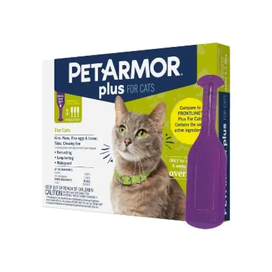 PetArmor Plus Flea and Tick Topical Treatment for Cats - Over 1.5lbs - 3 Month Supply - 0.051 fl oz image {2}