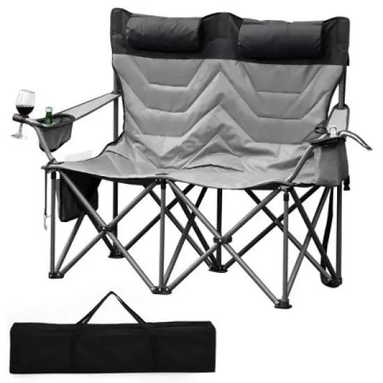 Oversized Double Camping Chairs, Heavy Duty Padded Loveseat Chair - 900Lbs Support image {8}