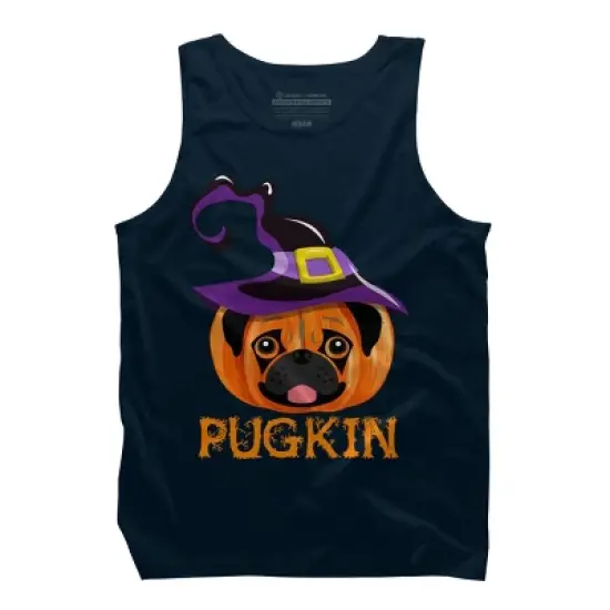 Men's Design By Humans Pugkin Pumpin Halloween By trantanphat95 Tank Top image {6}