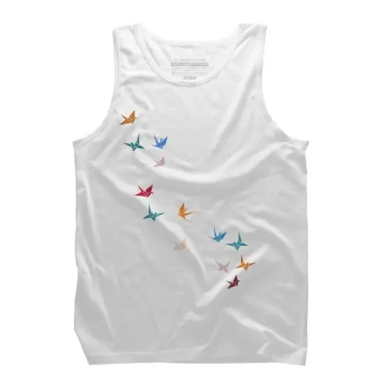 Men's Design By Humans Flying Paper Cranes Birds By Magnussons Tank Top image {9}