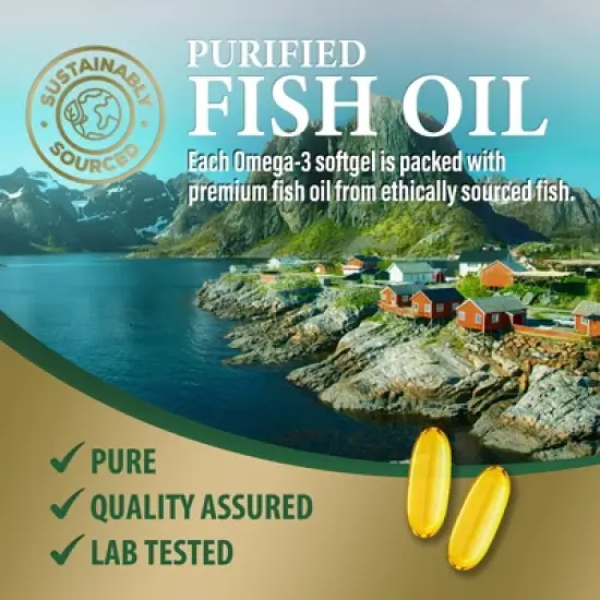 Fish Oil 2400 mg - Triple Strength Fish Oil Supplement for Healthy Heart Support - 60 Softgels;120 Softgels image {7}