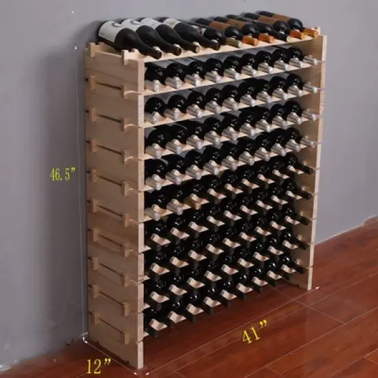 Itopfox Freestanding Wooden Wine Rack Cabinet, Stackable Storage Modular Countertop Holder for 100 Bottles image {2}