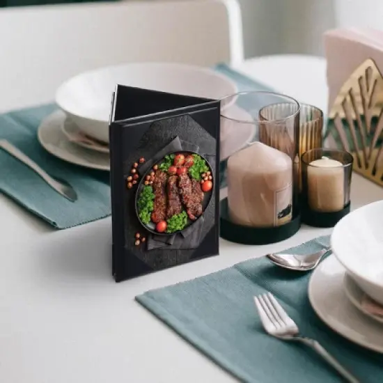 WeChef 10Packs 4"x 6" 3 Sides Table Tent Holder Menu Holder for Bar Cafe Restaurant Black image {7}