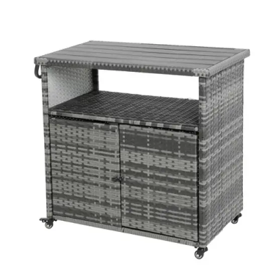 MOEPISY Outdoor Wicker Serving Cart Wheels image {14}