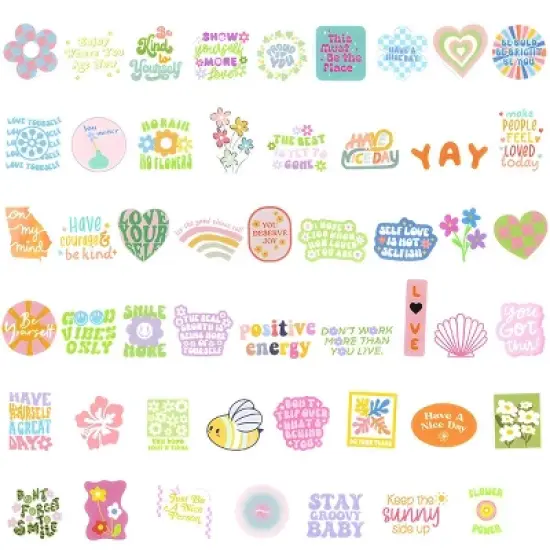 Wrapables Waterproof Vinyl Stickers for Water Bottles, Laptop, Phones, Skateboards, Decals for Teens, 100pcs, Motivational image {2}