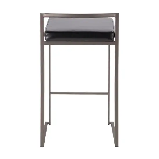 Set of 2 26" Fuji Contemporary Stackable Counter Height Barstools Antique with Cushion image {4}