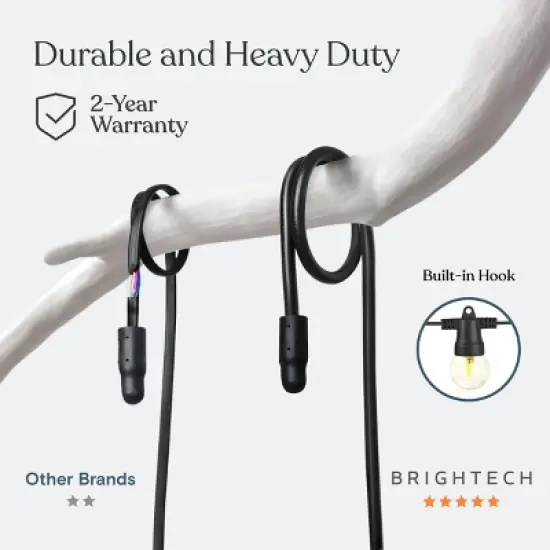 Brightech 12-Bulb LED Ambience Pro Solar 1W 27ft 2700K G40 Outdoor Orb and Globe String Lights Clear Bulb Black Wire image {6}