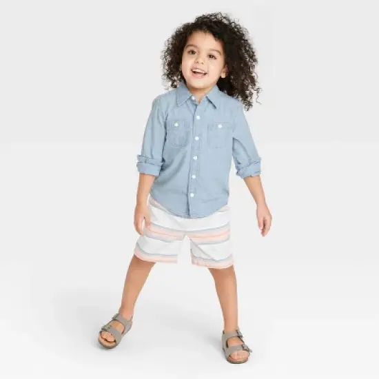 OshKosh B'gosh Toddler Boys' Long Sleeve Woven Chambray Shirt - Light Blue Denim image {2}