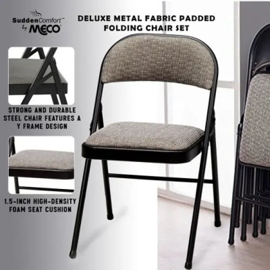MECO 4-Pack of Sudden Comfort Deluxe Fabric Padded Folding Dinning Chairs with 16 x 16 Inch Seat and Non Marring Leg Caps image {2}